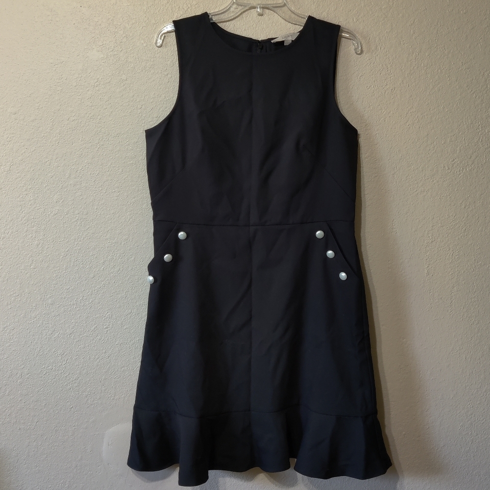 LOFT Ann Taylor Button Pocket Flounce Dress - Picture 8 of 13